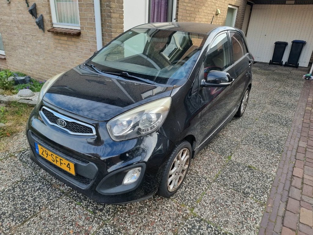 Kia Picanto 1.2 Cvvt 5-DRS 2011 Zwart met motorschade, Dealer onderhouden, Stof, Zwart, 4 cilinders