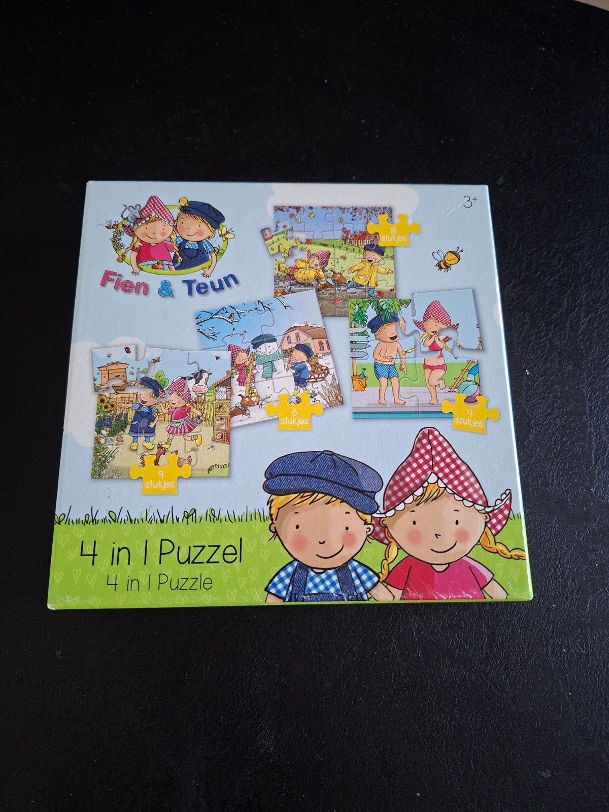 Fien & Teun Memo en 4 in 1 Puzzel, Ophalen, 10 tot 50 stukjes, Zo goed als nieuw, 2 tot 4 jaar
