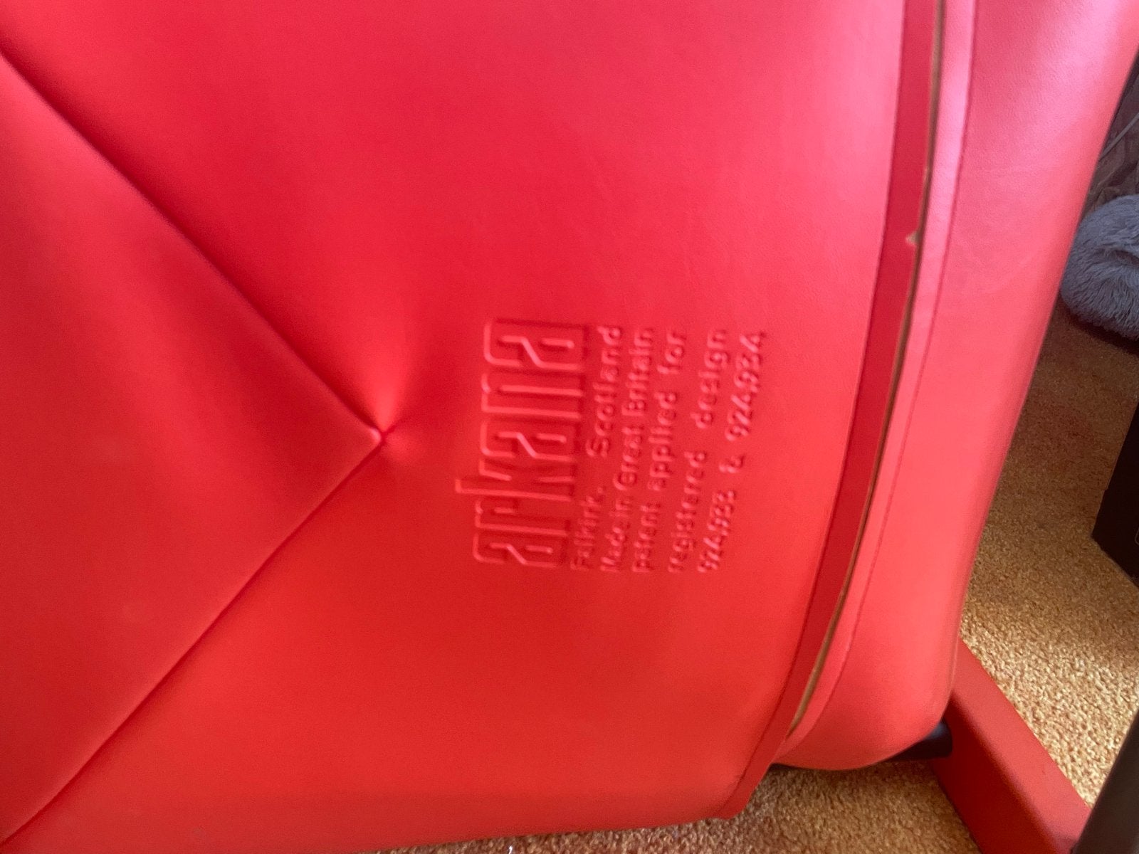 Vintage Arkana Designer Stoel - Rood/Oranje Leer, Huis en Inrichting, Ophalen, Gebruikt, Arkana, Eén