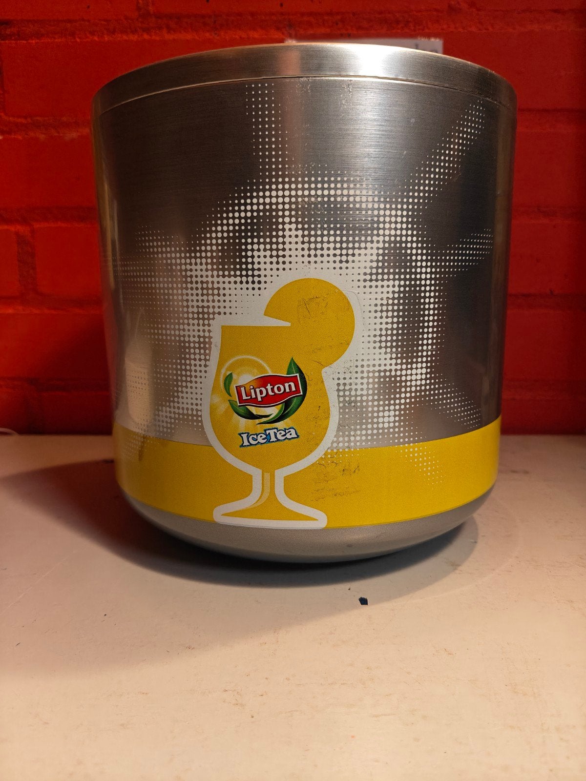Lipton Ice Tea IJsemmer - Vintage Design, Vintage, Gebruikt, Ophalen of Verzenden, Metaal