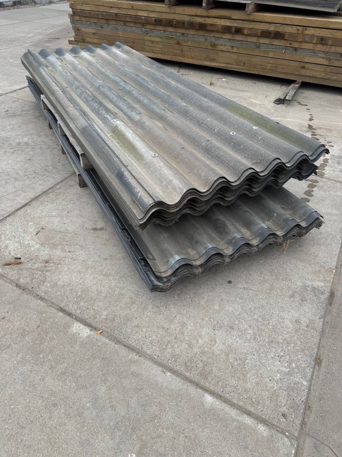 polyester golfplaten +-180m2, Doe-het-zelf en Verbouw, Dakpannen en Dakbedekking, Ophalen, Kunststof, Gebruikt, Zwart