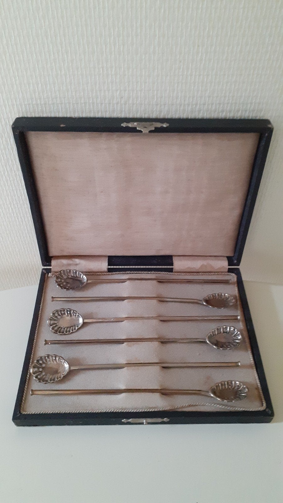 Set van 6 verzilverden longdrinklepels in originele doos, Ophalen of Verzenden
