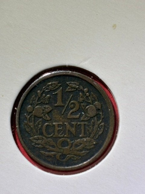 Nederland, 1/2 Cent 1930 Wilhelmina, Verzenden, Koningin Wilhelmina, Losse munt