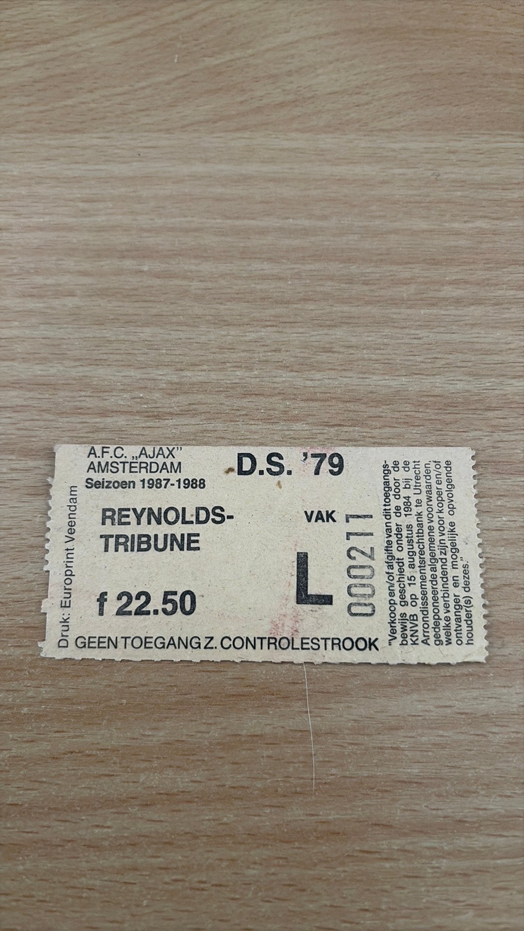 Ticket ajax DS 79.  1987-88, Ophalen, Zo goed als nieuw, Ajax, Overige typen