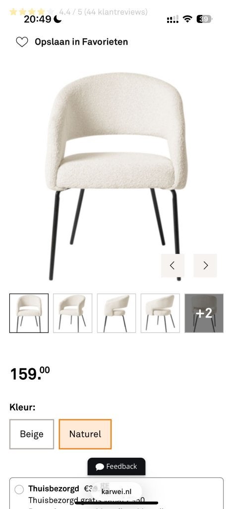 Eetkamerstoelen bouclé wit (4 stuks), Ophalen, Bouclé, teddy, Wit, Zo goed als nieuw