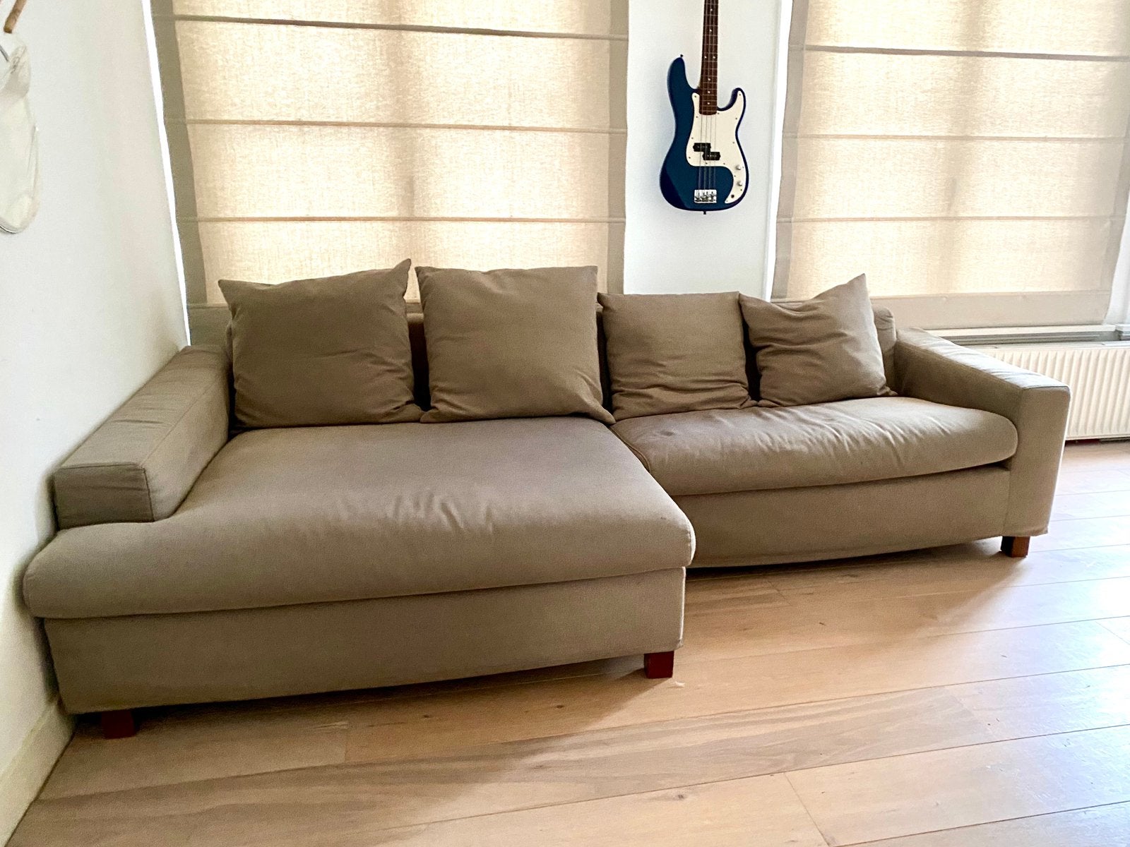 2-delige loungebank taupe, Ophalen, 250 tot 300 cm, Gebruikt, 125 tot 150 cm
