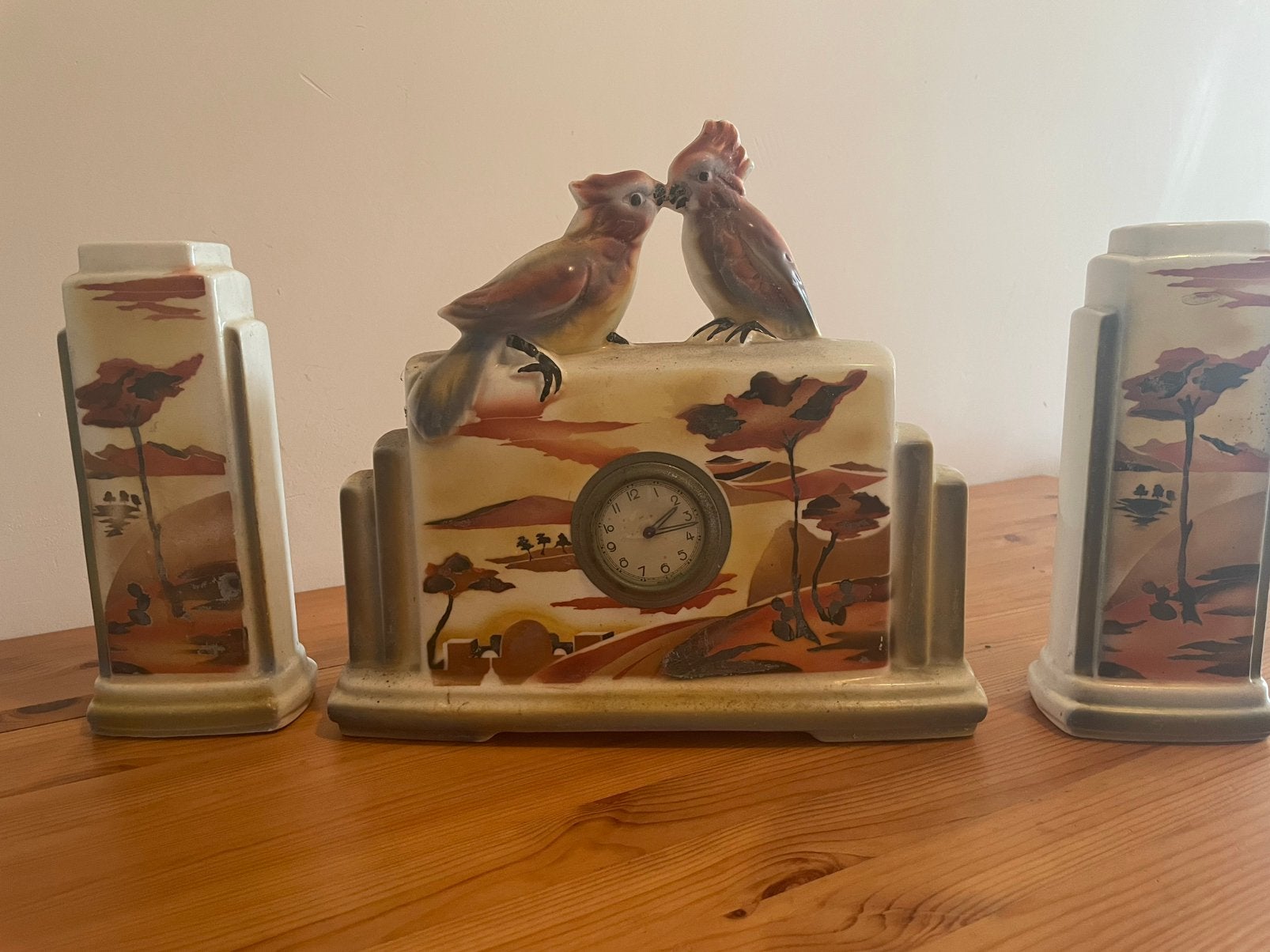 Vintage klok met vogeltjes, Ophalen of Verzenden