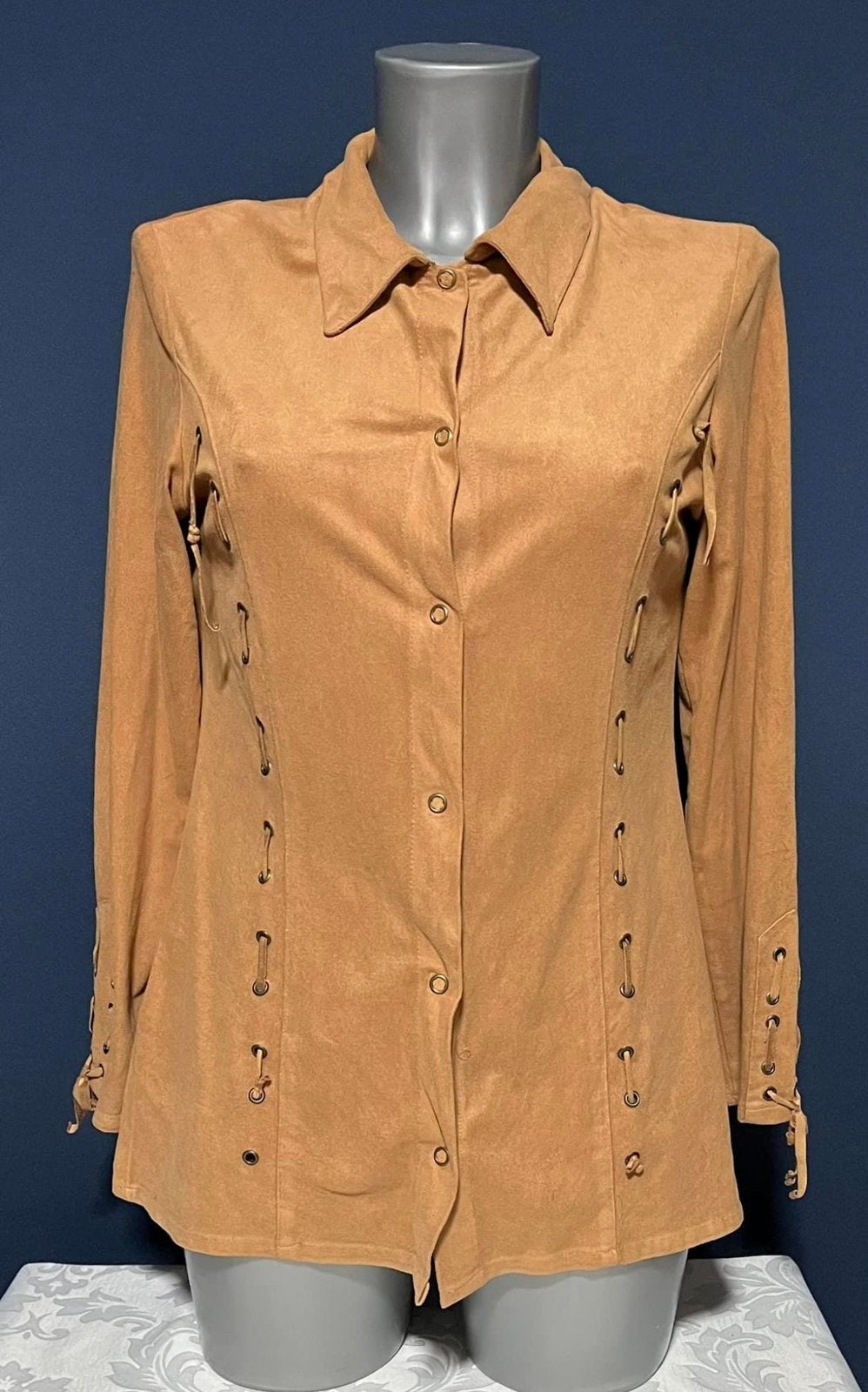 Z.g.a.n.! Prachtige mooie cowgirl blouse van intuition mt m, Ophalen of Verzenden, Zo goed als nieuw, Blauw