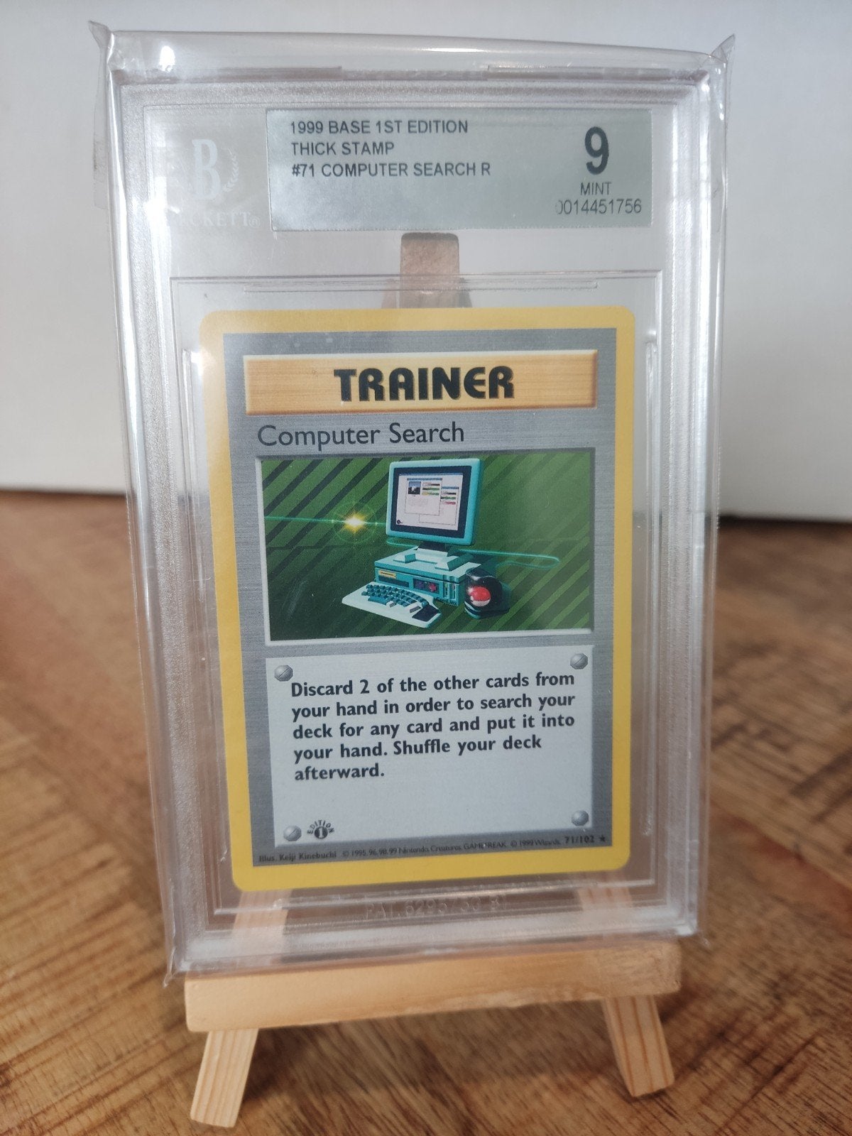 Pokemon Computer search base 1st edition (shadowless) bgs 9, Ophalen of Verzenden, Zo goed als nieuw, Losse kaart