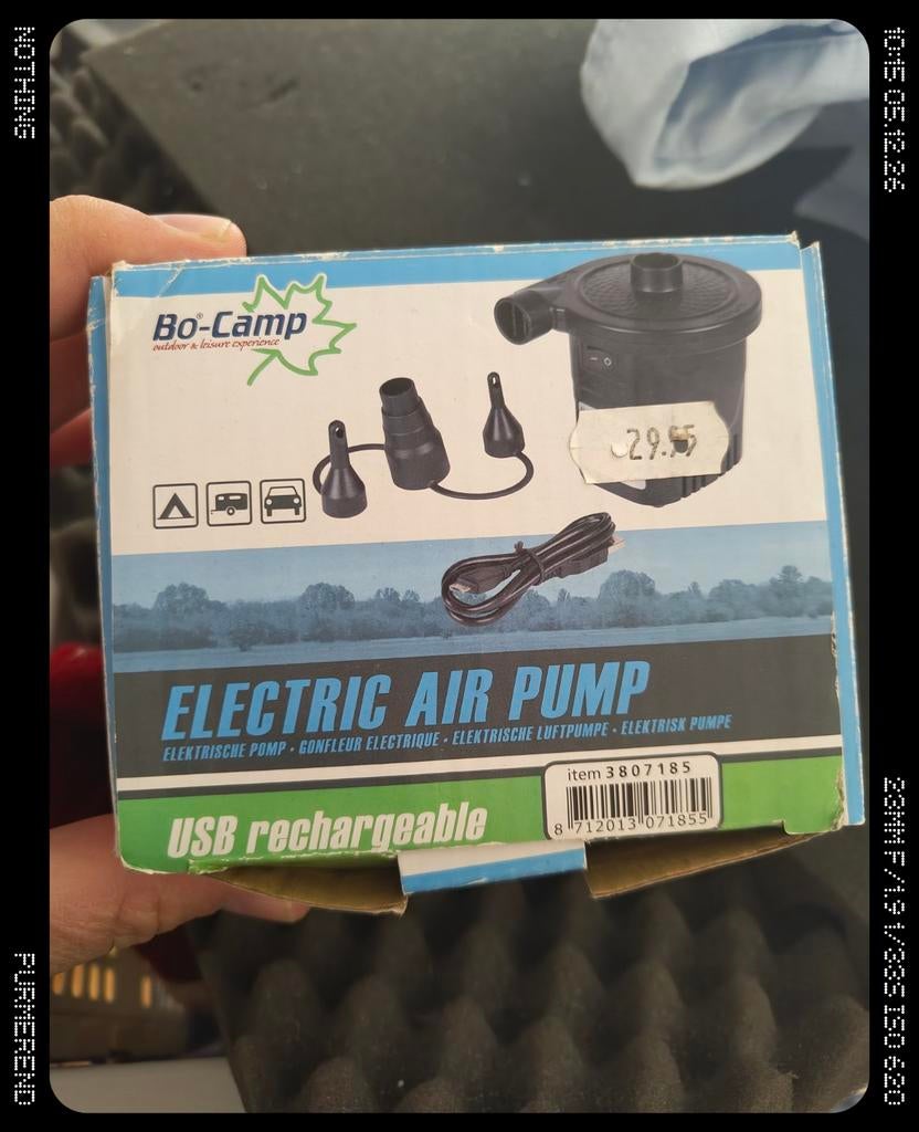Bo-Camp Elektrische Luchtpomp USB Oplaadbaar, Ophalen of Verzenden, Nieuw, Elektrisch