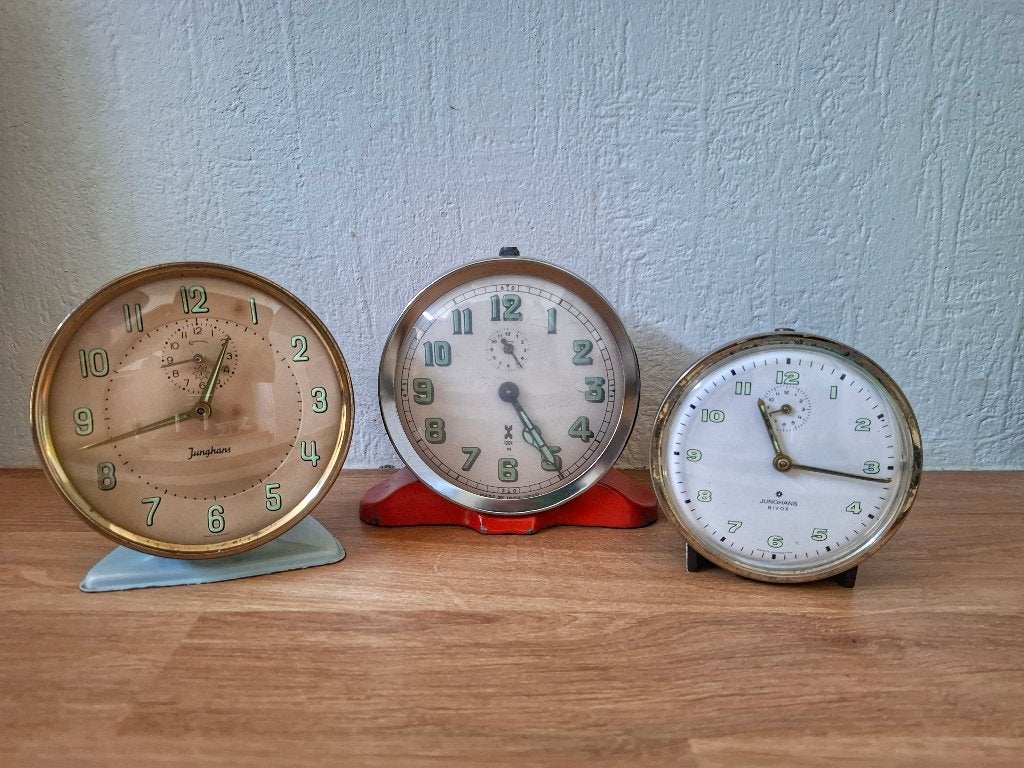Drie Vintage Wekkers, Antiek en Kunst, Curiosa en Brocante, Ophalen of Verzenden