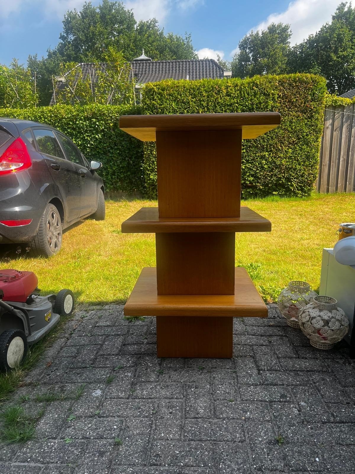 Eikenhouten Bijzettafeltjes Set - 3 Stuks, Ophalen, Minder dan 45 cm, Gebruikt, Modern, Eiken