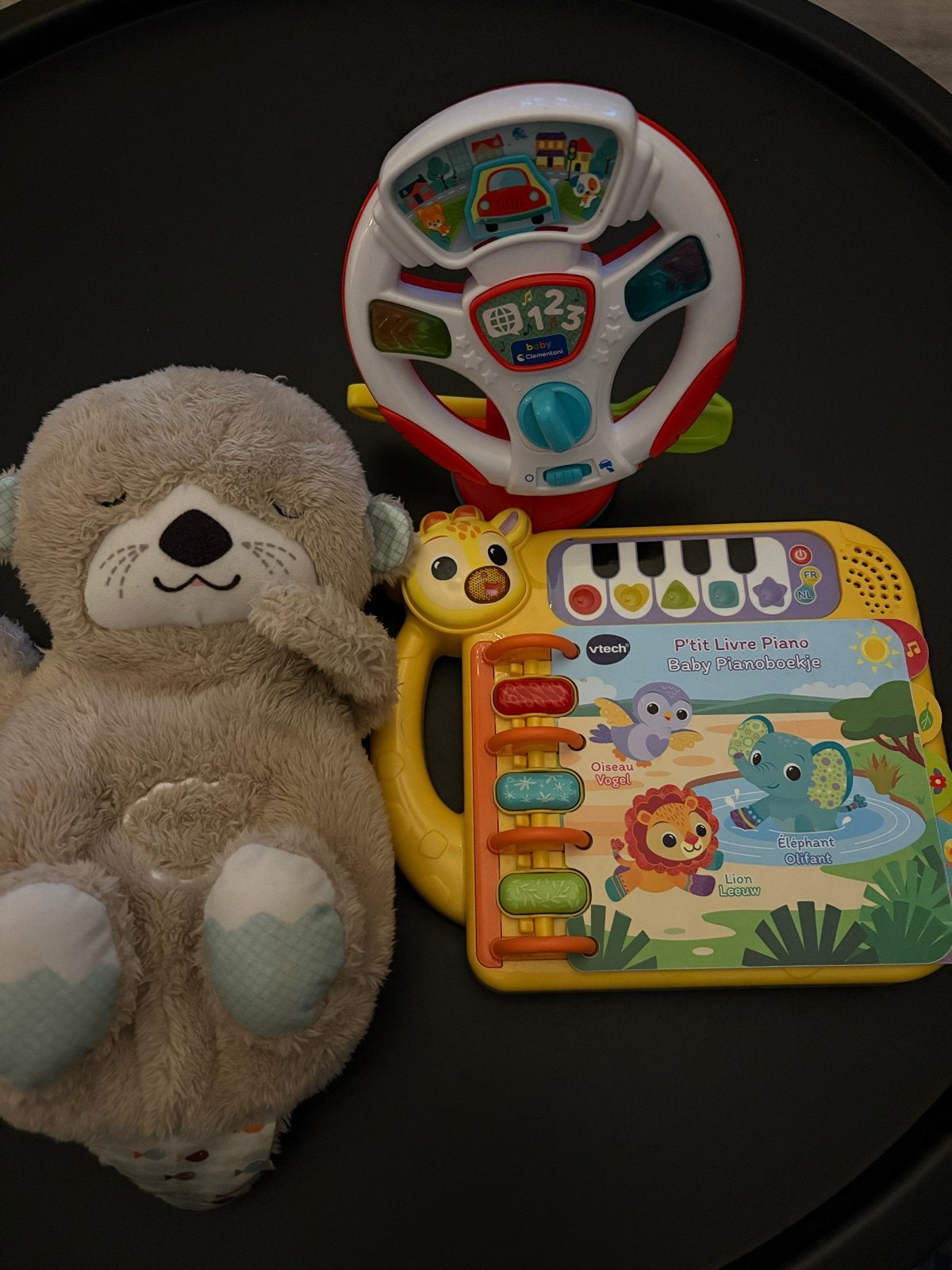 Baby speelgoed set: stuur, piano en knuffel, Ophalen of Verzenden, Zo goed als nieuw, Overige typen, Met licht