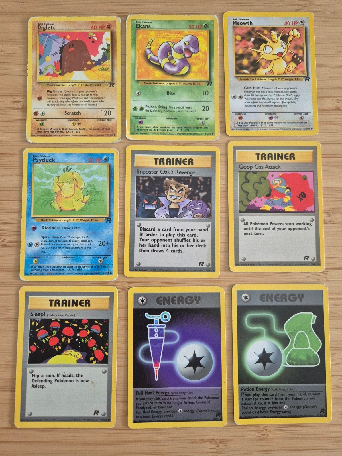 Pokémon Rocket Set Kaarten: Diglett, Ekans, Meowth, Psyduck, Ophalen of Verzenden