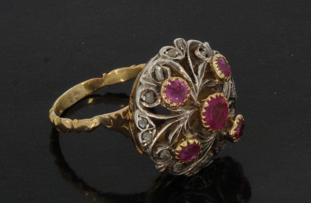 Robijn diamanten exclusieve 14k gouden ring dame vintage, Sieraden, Tassen en Uiterlijk, Ophalen of Verzenden, Goud, Ring, Met edelsteen