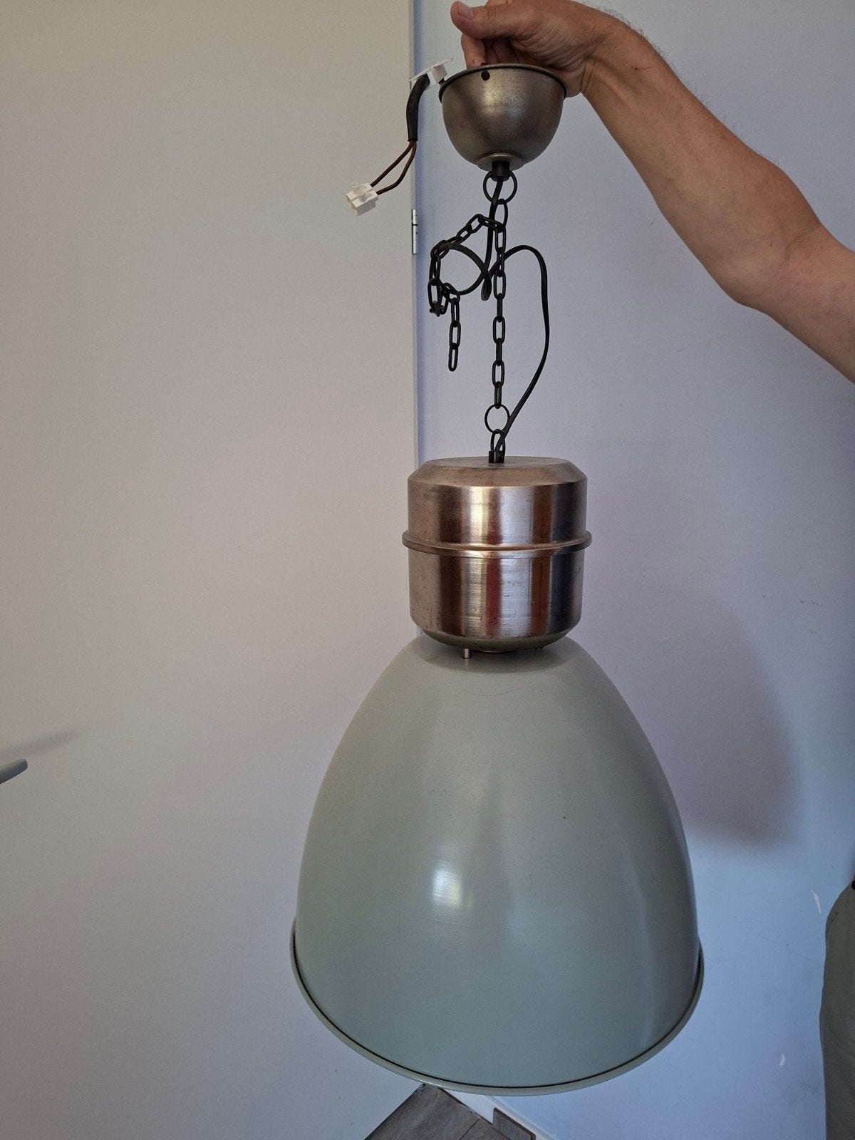 Metalen hanglamp, groen, Huis en Inrichting, Ophalen