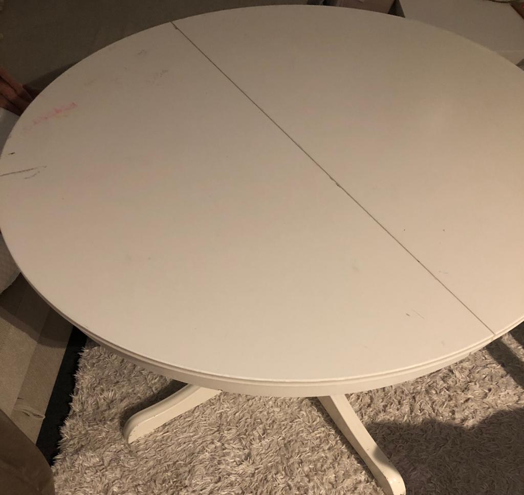 ROSENTOP uitschuiftafel wit (110-155cm), Ophalen, Zo goed als nieuw, Rechthoekig, 100 tot 150 cm