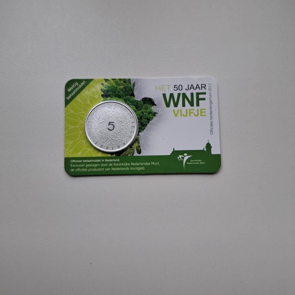 WNF Vijfje 2011 - 50 Jaar Wereld Natuur Fonds Coincard, Postzegels en Munten, Ophalen of Verzenden, Koningin Beatrix, Euro's, Losse munt