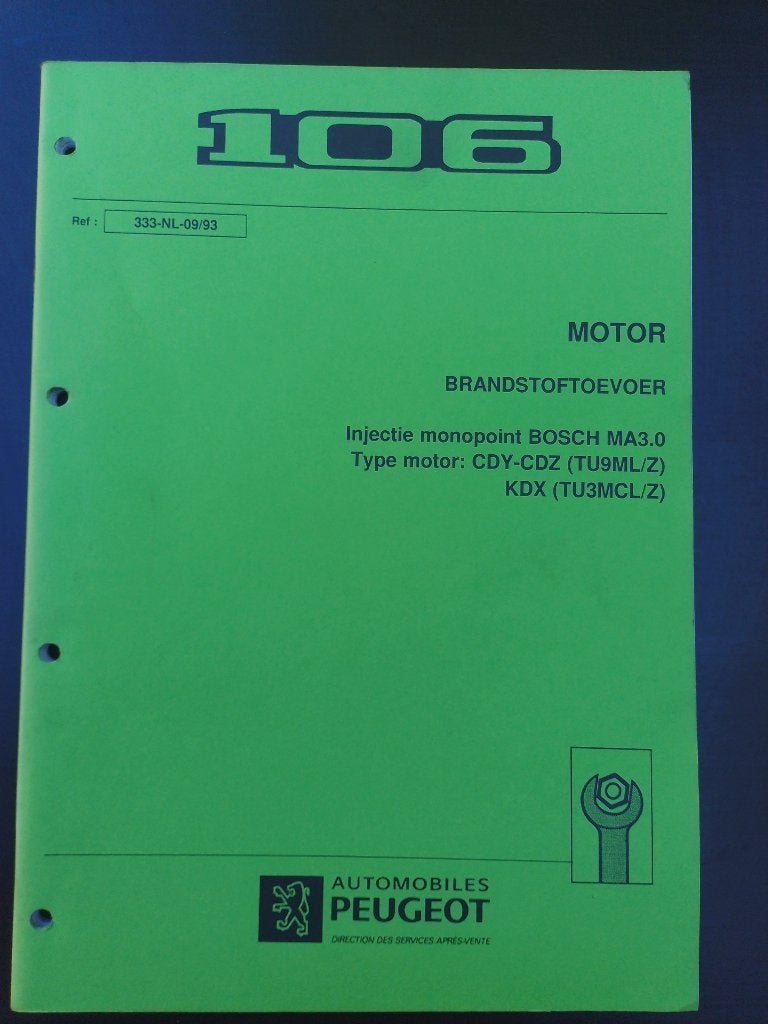 Peugeot 106 dealer werkplaatsboek TU9 + TU3 benzine, Boeken, Auto's | Boeken, Ophalen of Verzenden, Gelezen, Peugeot