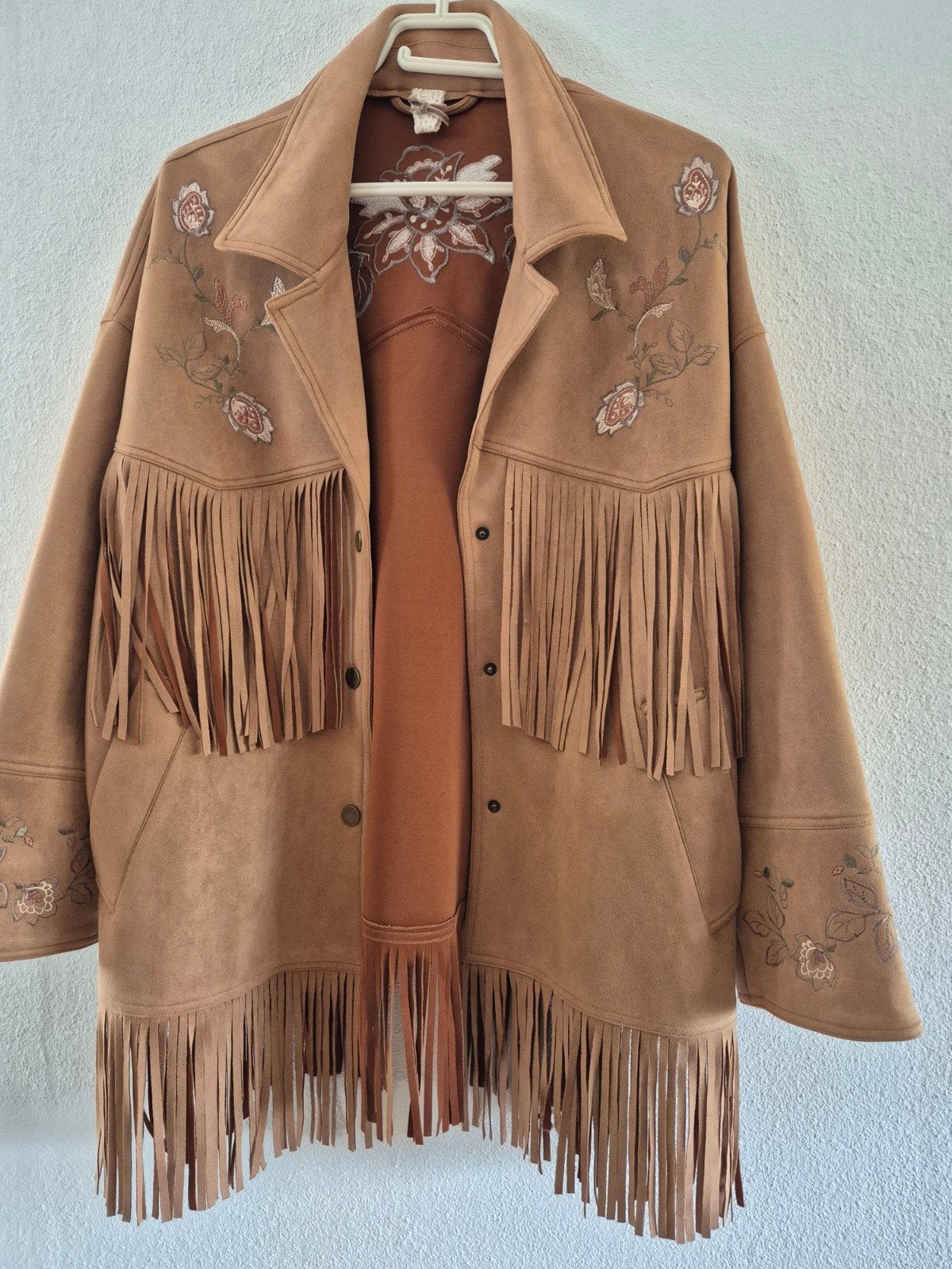 Toffe western cowboy jas franje borduur bloemen 42/44, Beige, Maat 42/44 (L), Nieuw, Ophalen of Verzenden