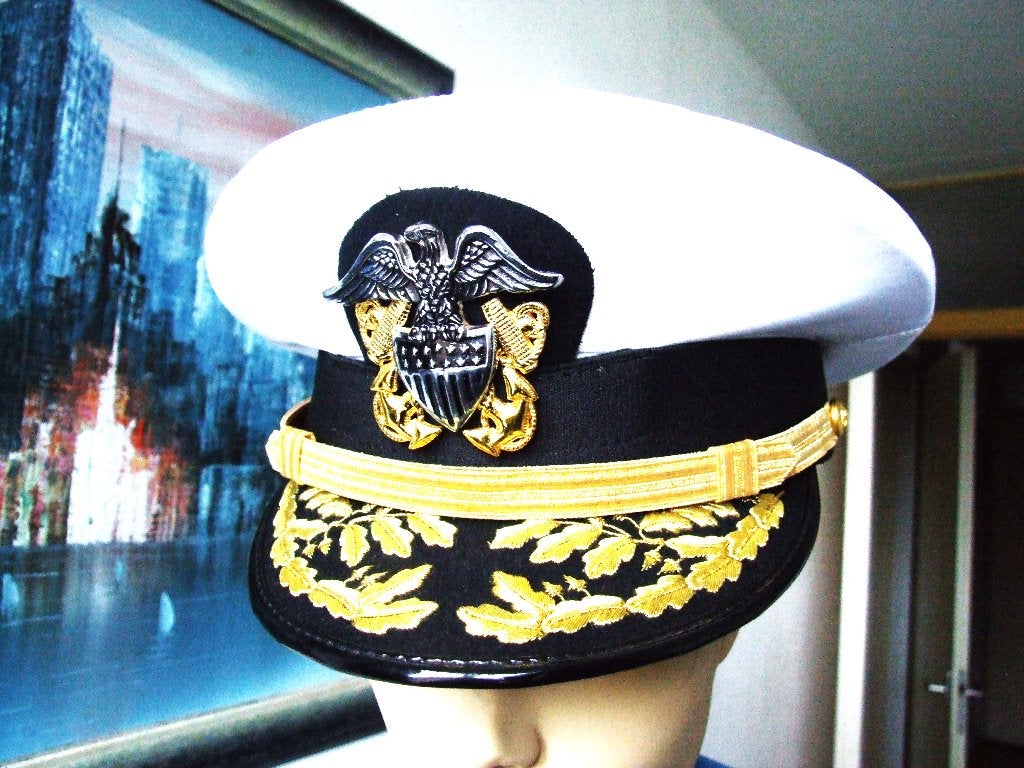 Pet,Kepi,US,Navy,Admiraal,Wit, Verzenden, Marine, Amerika, Helm of Baret