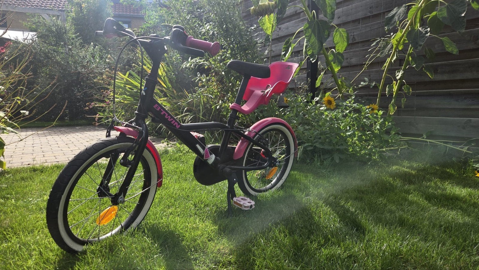 Kinderfiets B'Twin met kinderzitje, Ophalen, Velgrem, B'Twin, 16 tot 20 inch