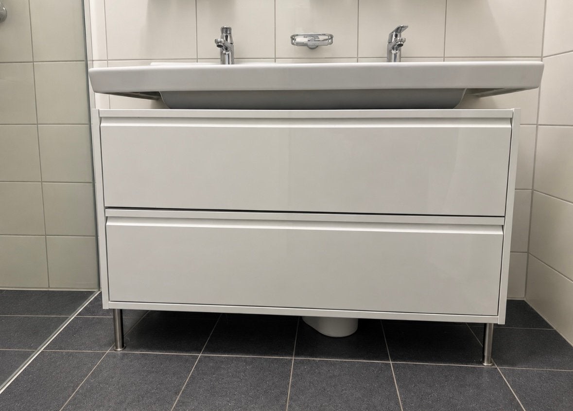 Wastafelkast met lades, hoogglans wit, Ophalen, Zo goed als nieuw, Wastafel