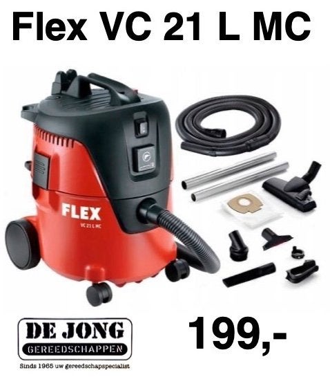 Flex-tools VC 21 L MC + Gratis stofzakken RUIM OP VOORRAAD, Ophalen of Verzenden, Nieuw