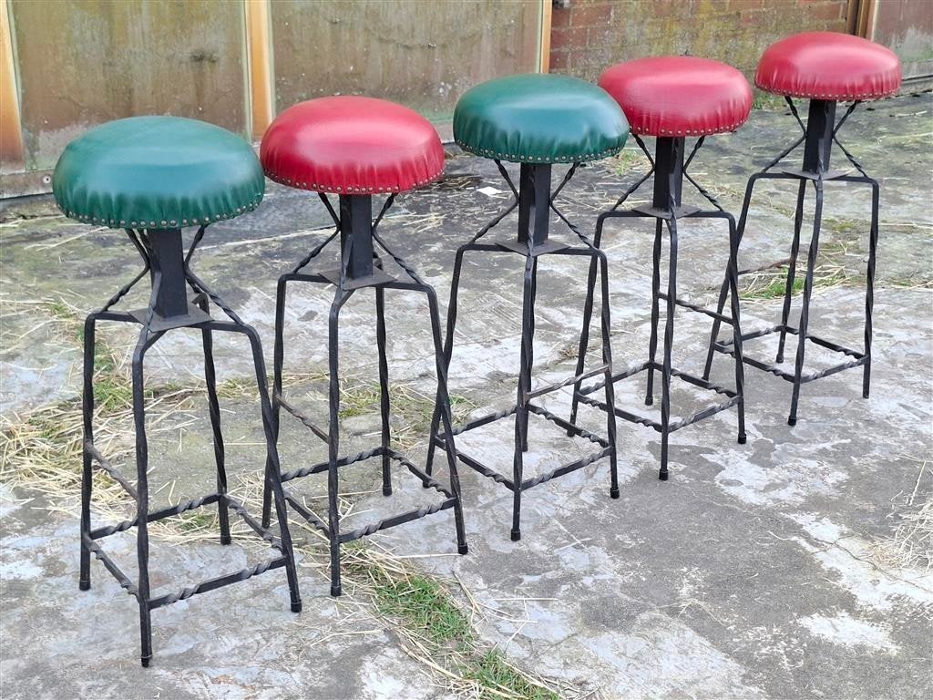 Barkrukken '60s ( Retro/Vintage/Design ), Ophalen, Met voetsteun, 60 tot 90 cm, Metaal