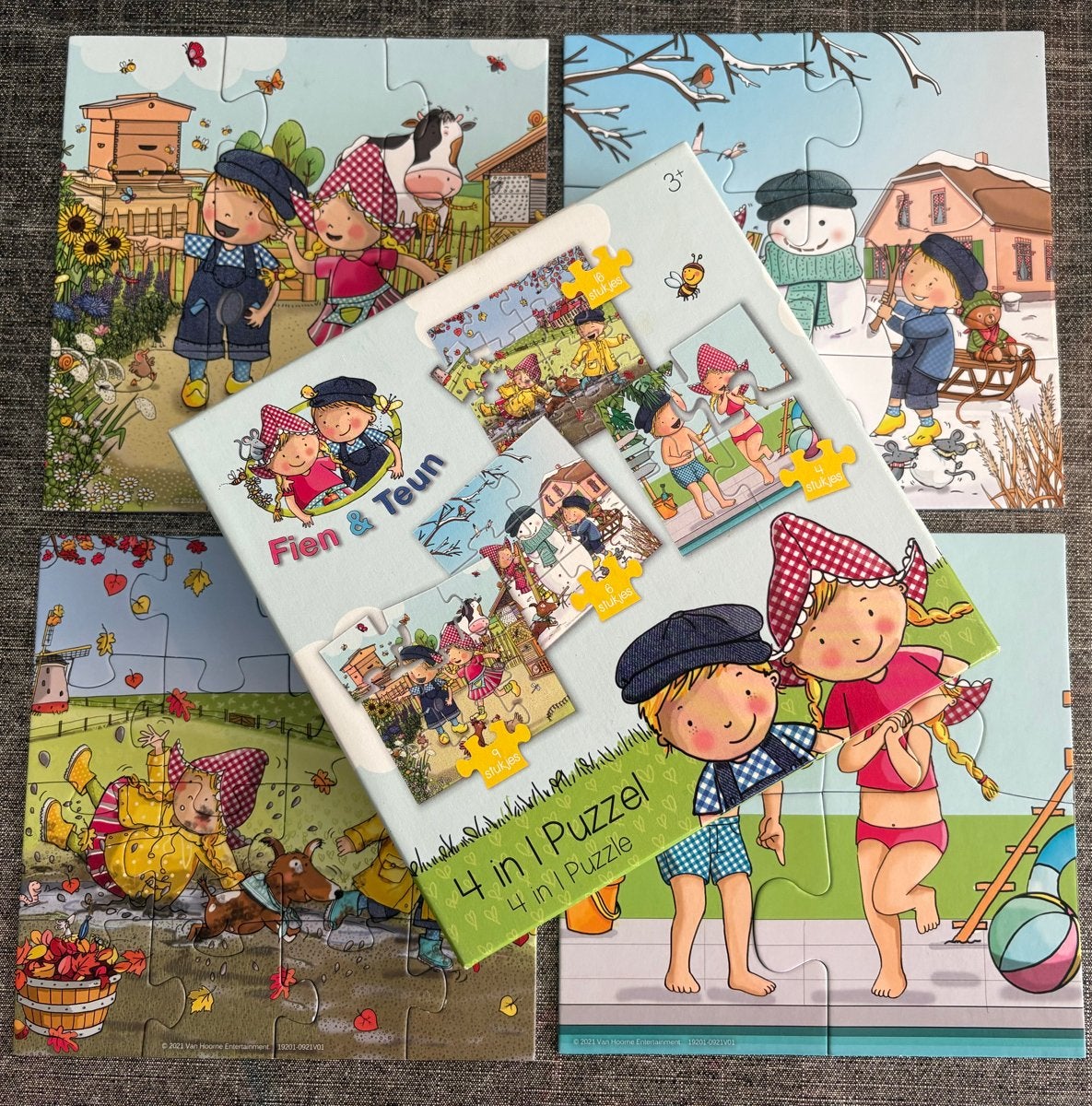 Fien & Teun 4-in-1 Puzzel - Seizoenen, Ophalen of Verzenden, 10 tot 50 stukjes, Gebruikt, 2 tot 4 jaar
