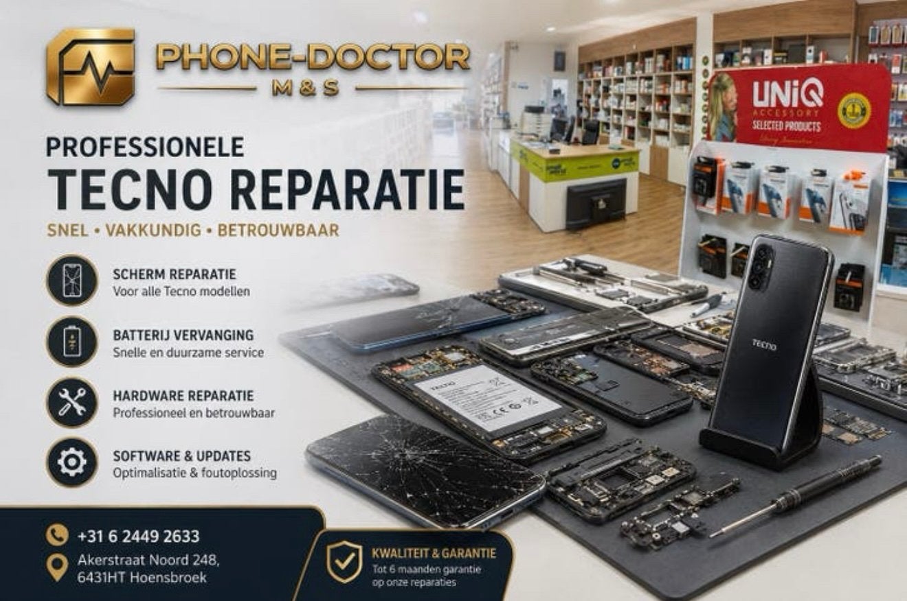 PROFESSIONELE TECNO REPARATIE, Ophalen of Verzenden, Phone Doctor M&S, Phonedoctorms@gmail.com, 6431ht