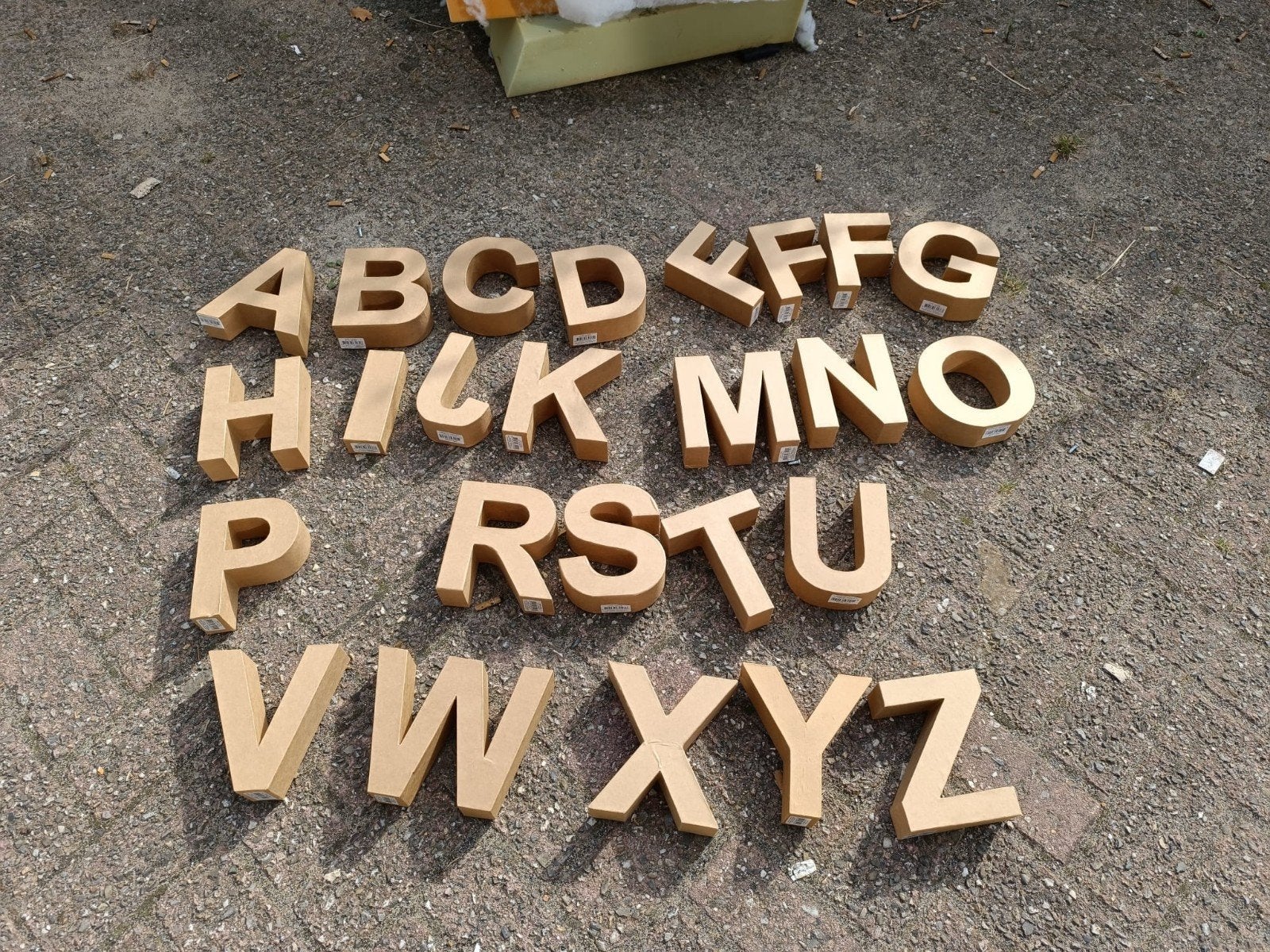 Kartonnen letters A-Z, ca. 20cm hoog, Ophalen, Nieuw