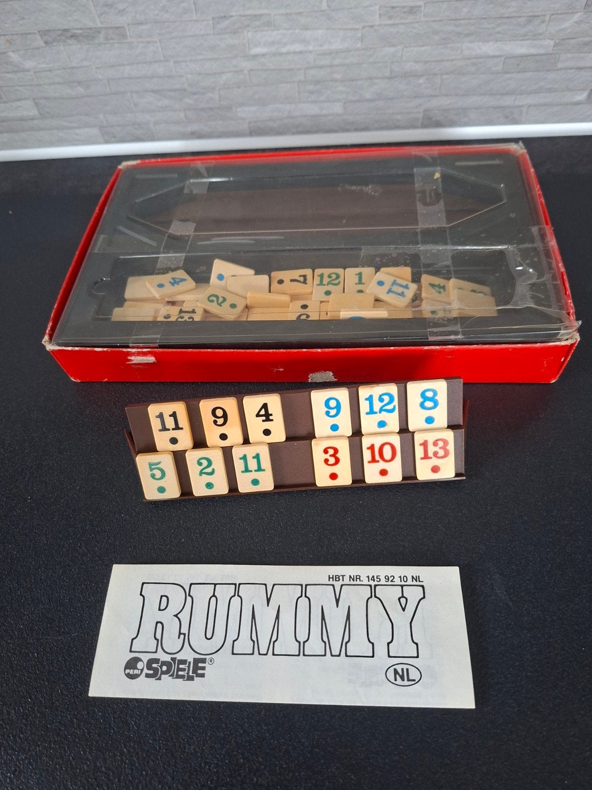 Rummikub  Peri Spiele vintage met plankjes en compleet, Drie of vier spelers, Ophalen of Verzenden, Gebruikt