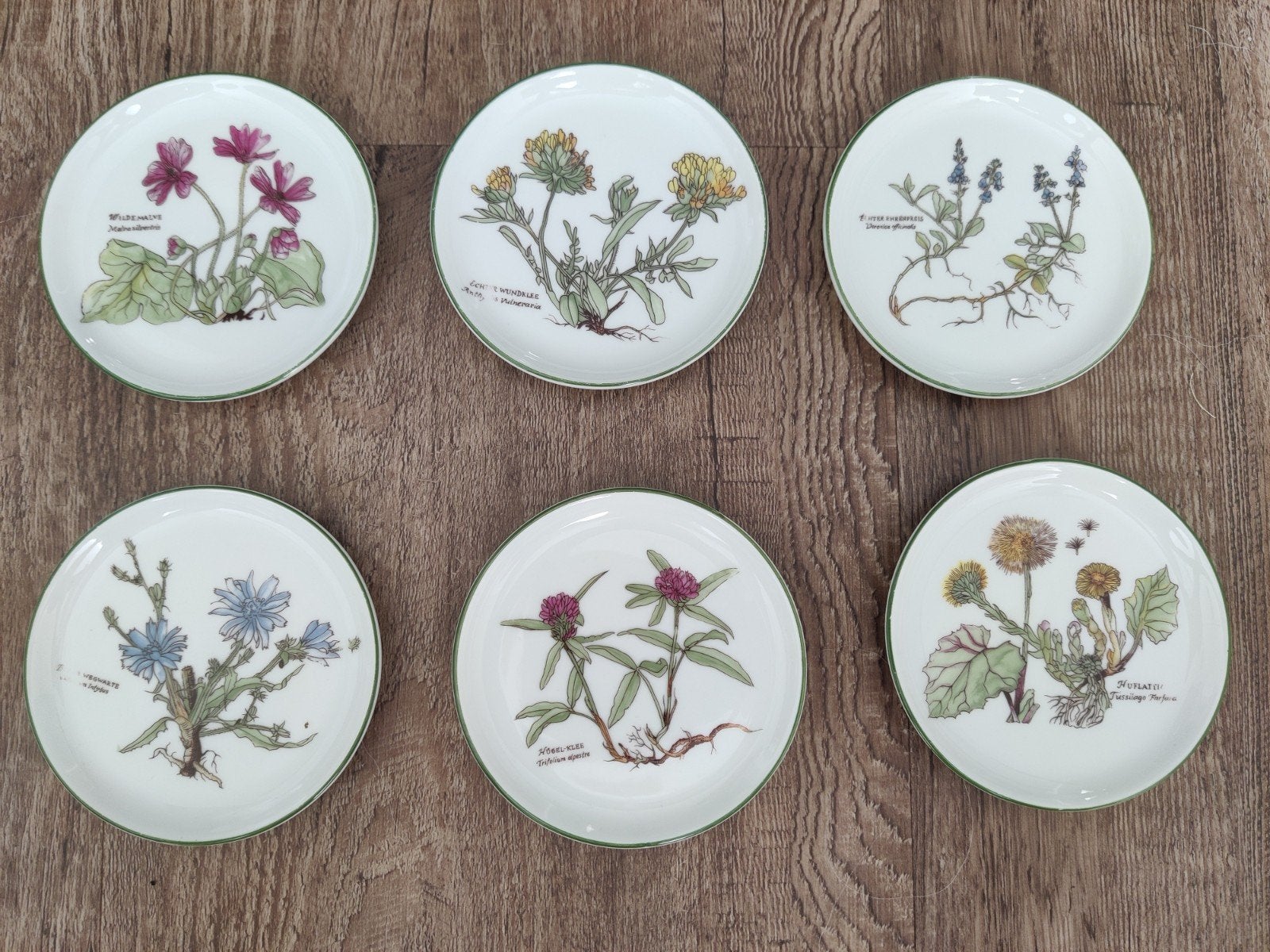 6 gebaksbordjes met bloemen beschildering, Huis en Inrichting, Keuken | Servies, Ophalen of Verzenden, Zo goed als nieuw, Overige stijlen