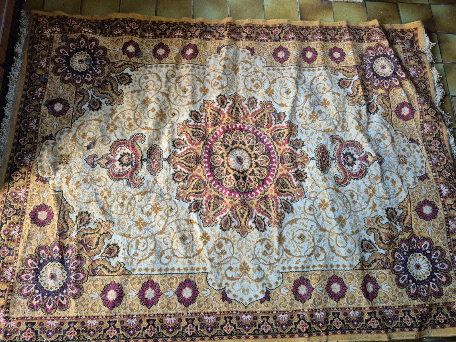 Vintage Perzisch tapijt 230 x 170  met bloemmotief, Ophalen, Gebruikt, 150 tot 200 cm, 200 cm of meer