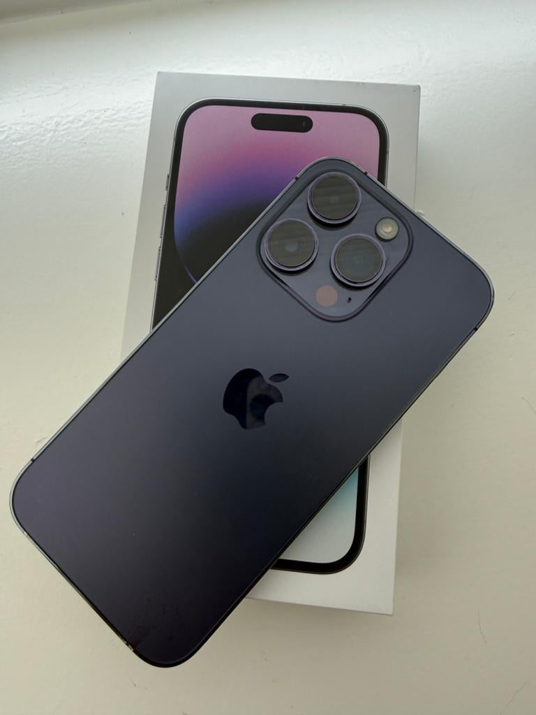 iPhone 14 Pro 256GB Deep Purple,zeer netjes,krasvrij scherm, 256 GB, IPhone 14 Pro, Paars, Ophalen of Verzenden