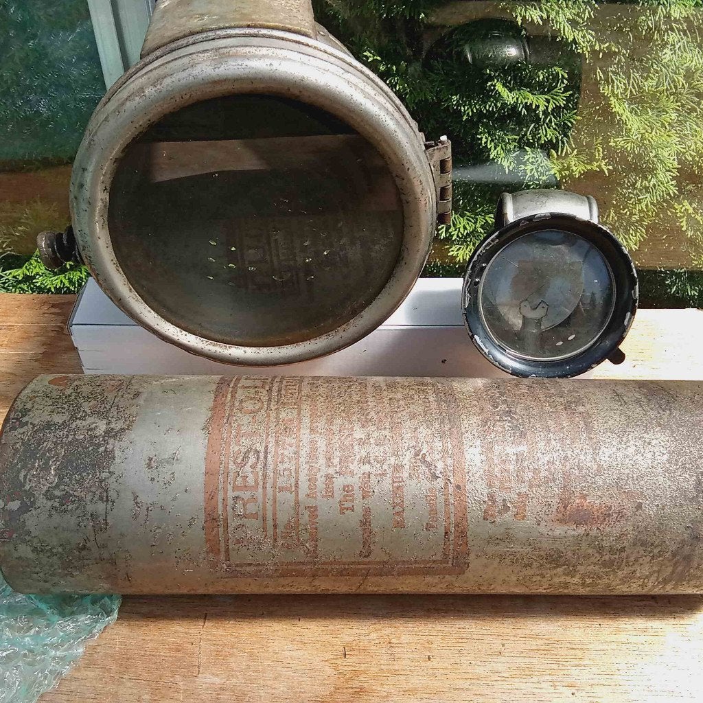 Carbid lamp set compleet usa motofiets, Ophalen of Verzenden, Gebruikt