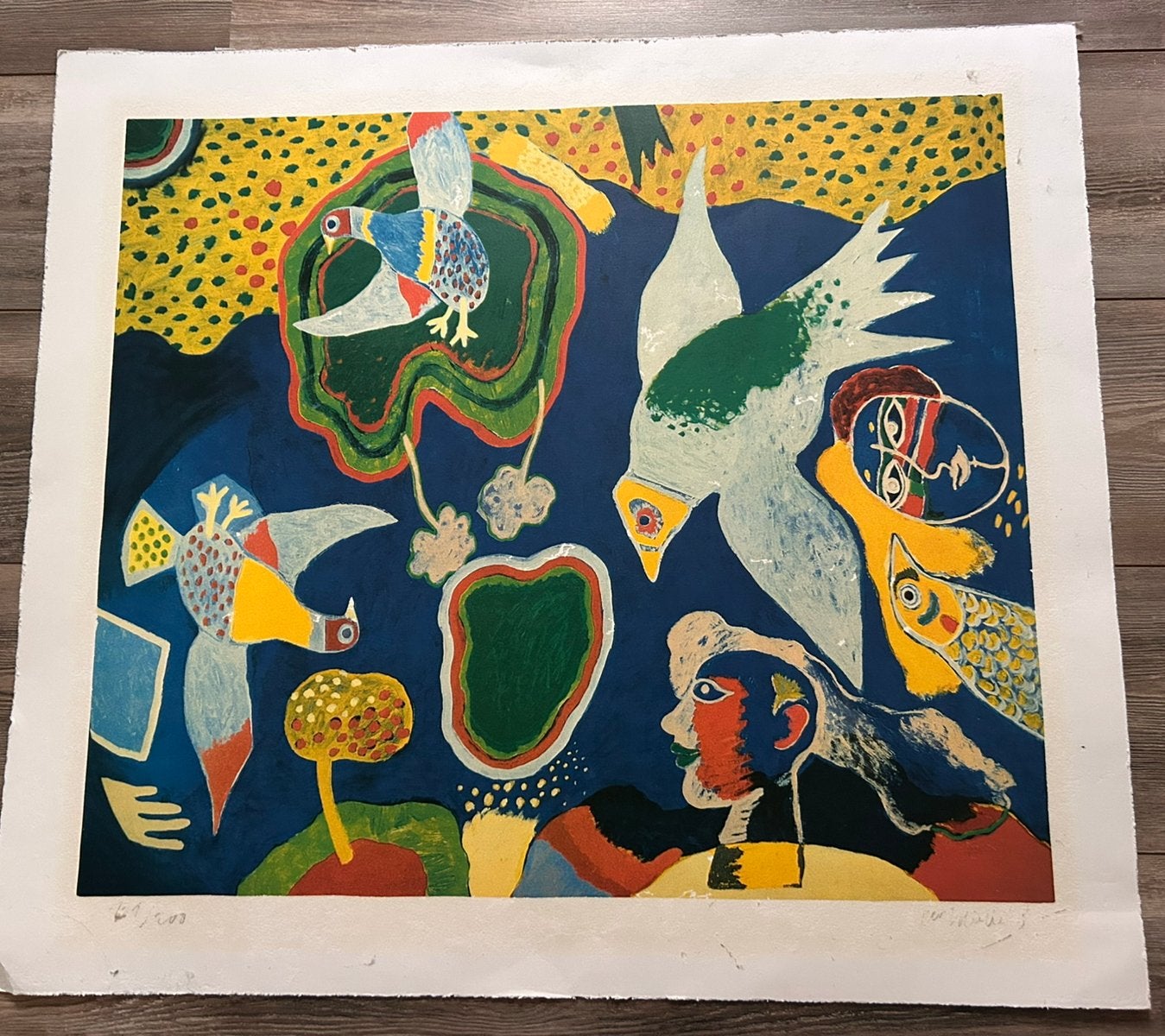Litho corneille gesigneerd 78x70cm, Ophalen