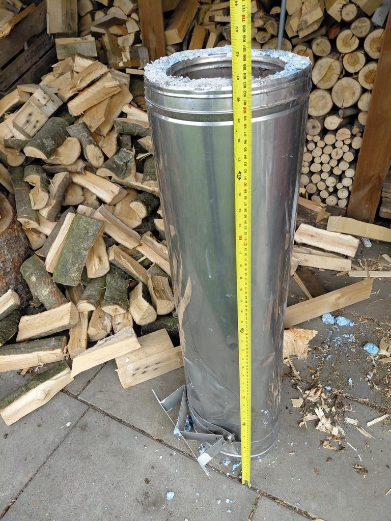 Dubbel wandige kachelpijp 3 meter, Doe-het-zelf en Verbouw, Buizen en Afvoer, Gebruikt, 2 tot 4 meter, Ophalen of Verzenden, Rvs