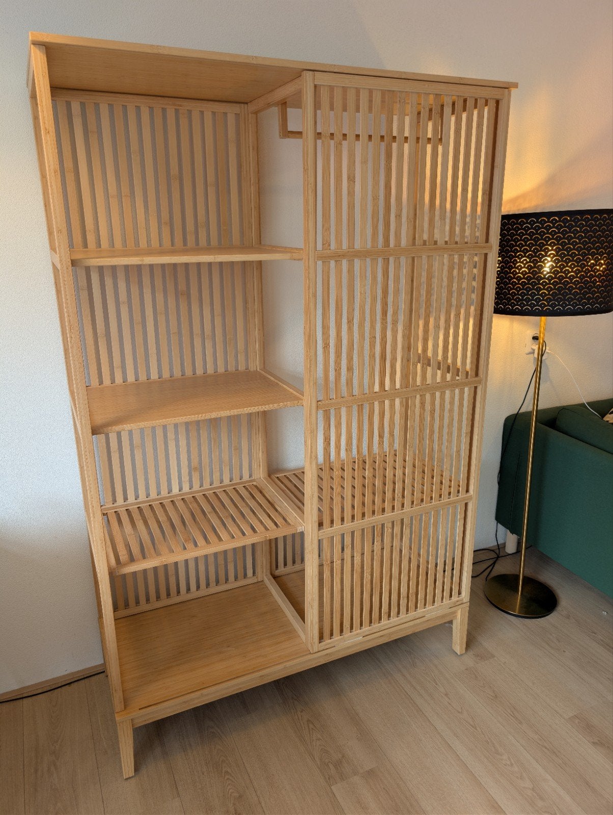 NORDKISA. Open wardrobe with sliding door, bamboo, 120x186cm, Huis en Inrichting, Ophalen, Met deur(en), Gebruikt, 100 tot 150 cm