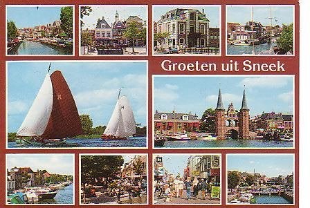 Ansichtkaart 	Sneek	10-luik, Verzenden, 1960 tot 1980, Gelopen, Friesland