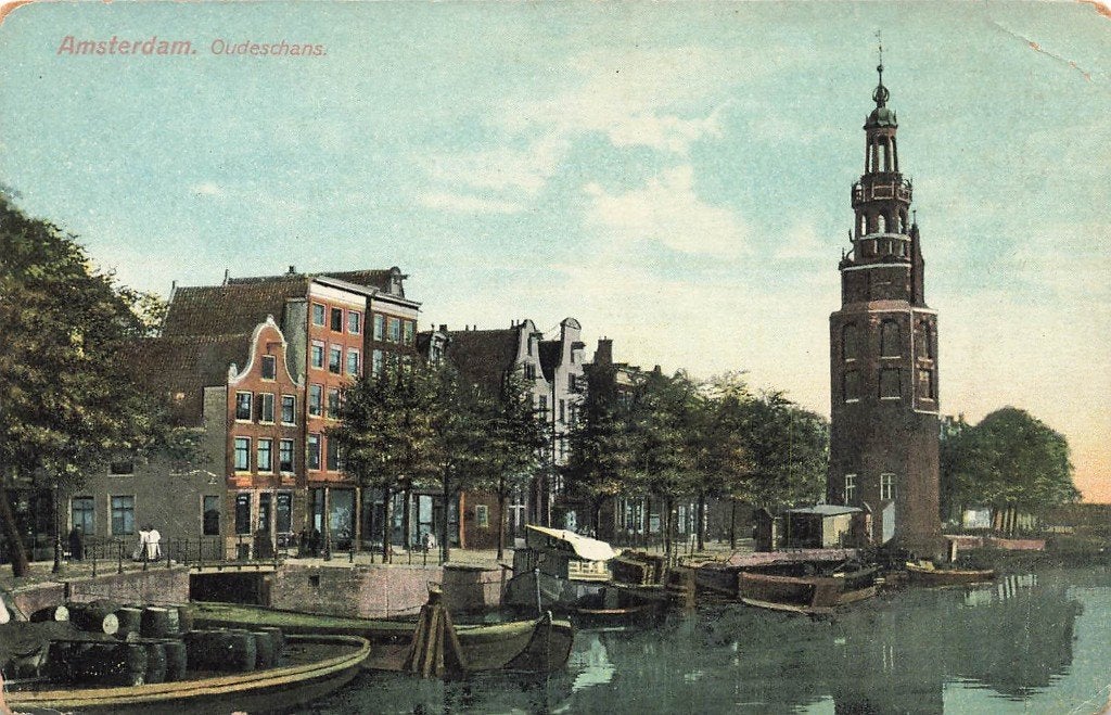 Amsterdam, Oudeschans, Boten, Ophalen of Verzenden, Voor 1920, Ongelopen, Noord-Holland