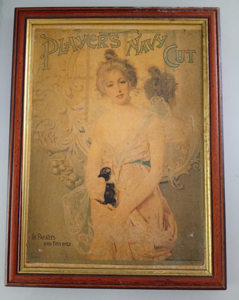 oude ingelijste reclame van Player`s Navy Cut Sigaretten, Ophalen of Verzenden, Gebruikt, Overige typen