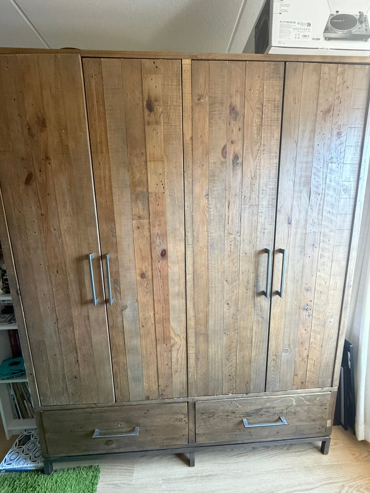Grote robuuste boho kledingkast van gerecycled pallethout, Ophalen, Gebruikt, 200 cm of meer, Boho