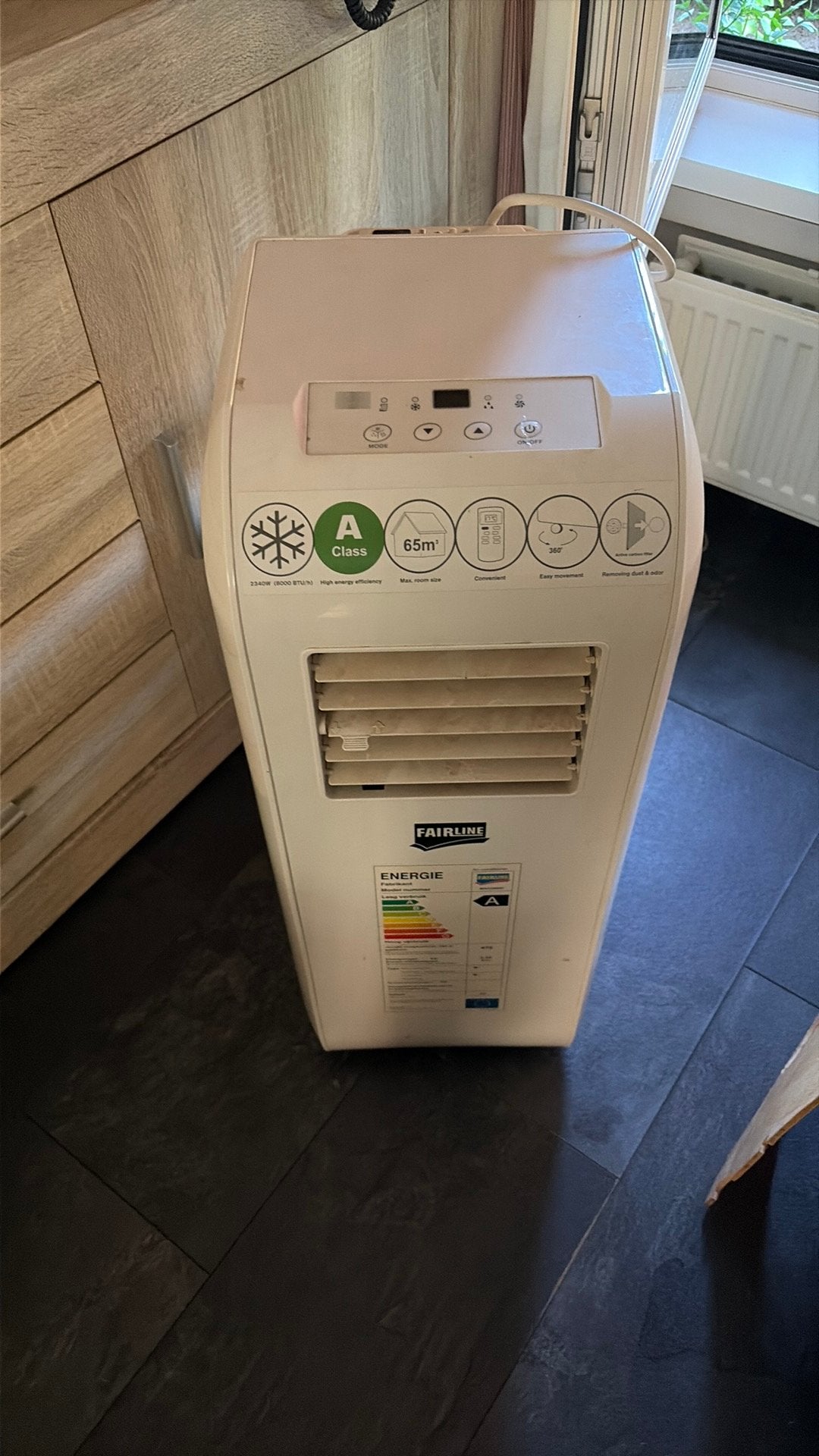 Mobiele airco met slang 8000 btu, Ophalen, Minder dan 60 m³, 3 snelheden of meer, Zo goed als nieuw
