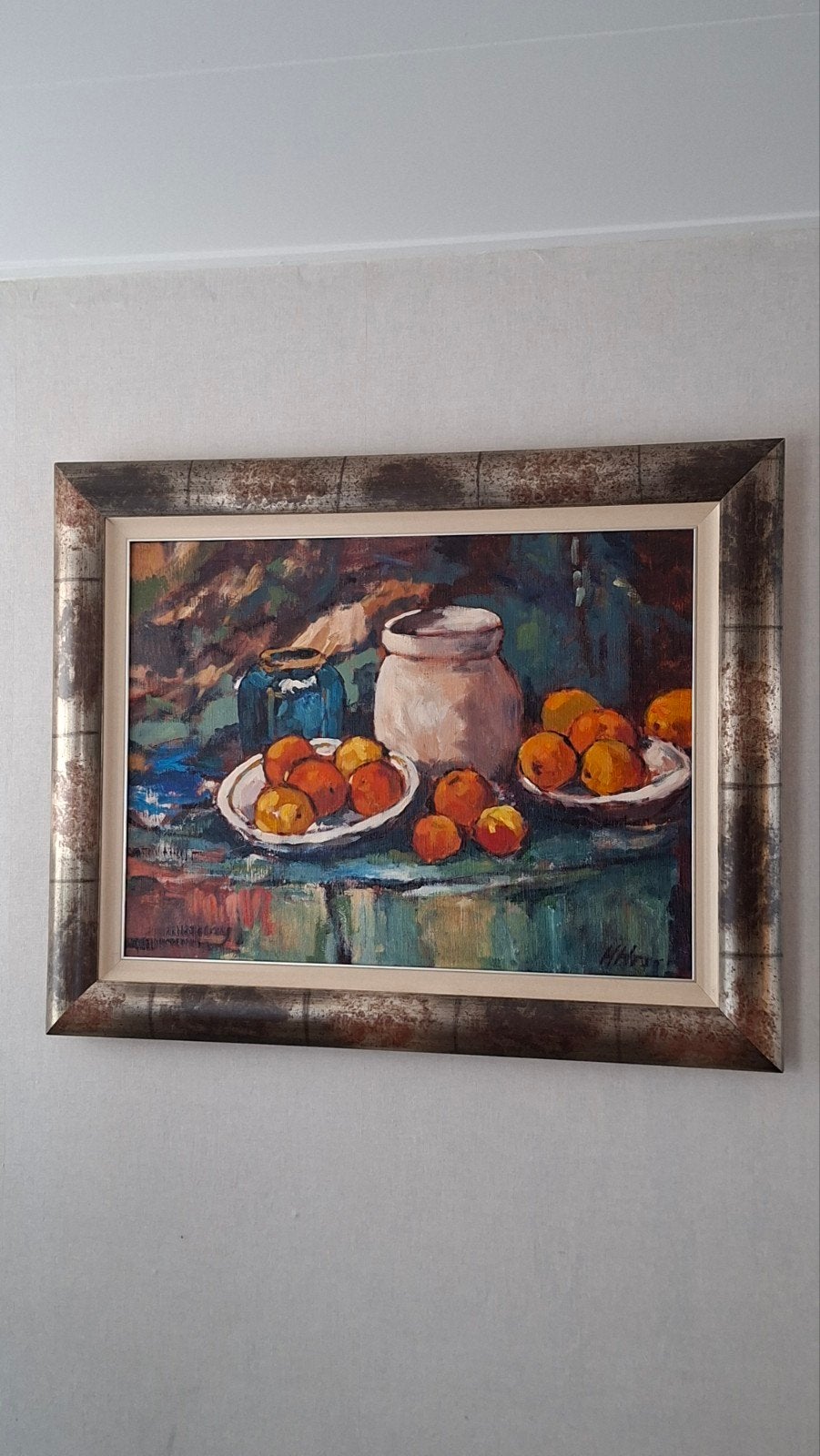 Schitterend groot stilleven op doek van Henri Hess, Doek, Realistisch, Stilleven, Ophalen of Verzenden