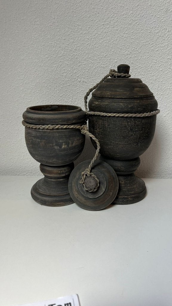 Houten potten met deksel, Overige materialen, Overige kleuren, Nieuw, Ophalen of Verzenden