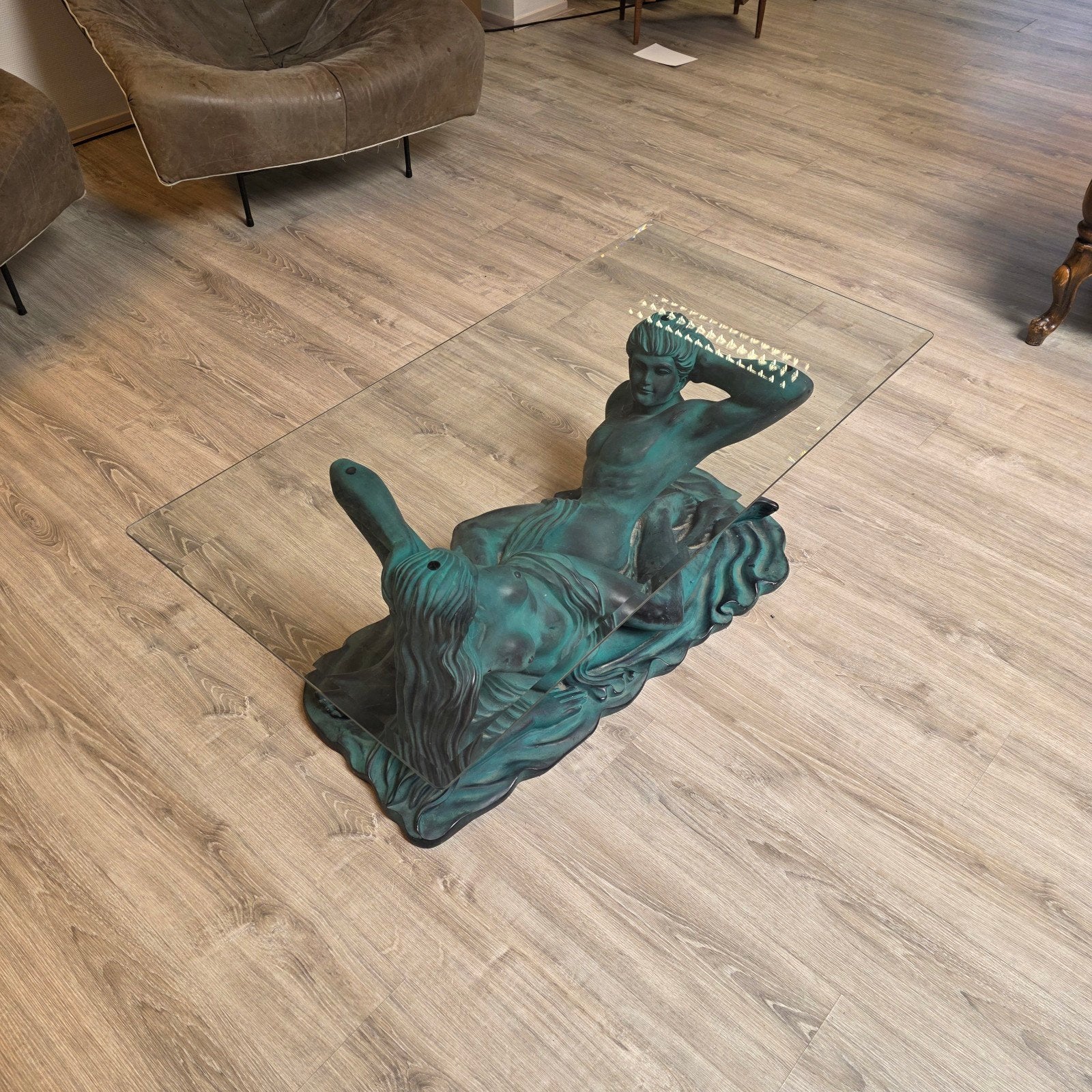 Vintage Hollywood Regency Salontafel - Sculptuur Man & Vrouw, Huis en Inrichting, Tafels | Salontafels, Gebruikt, 100 tot 150 cm
