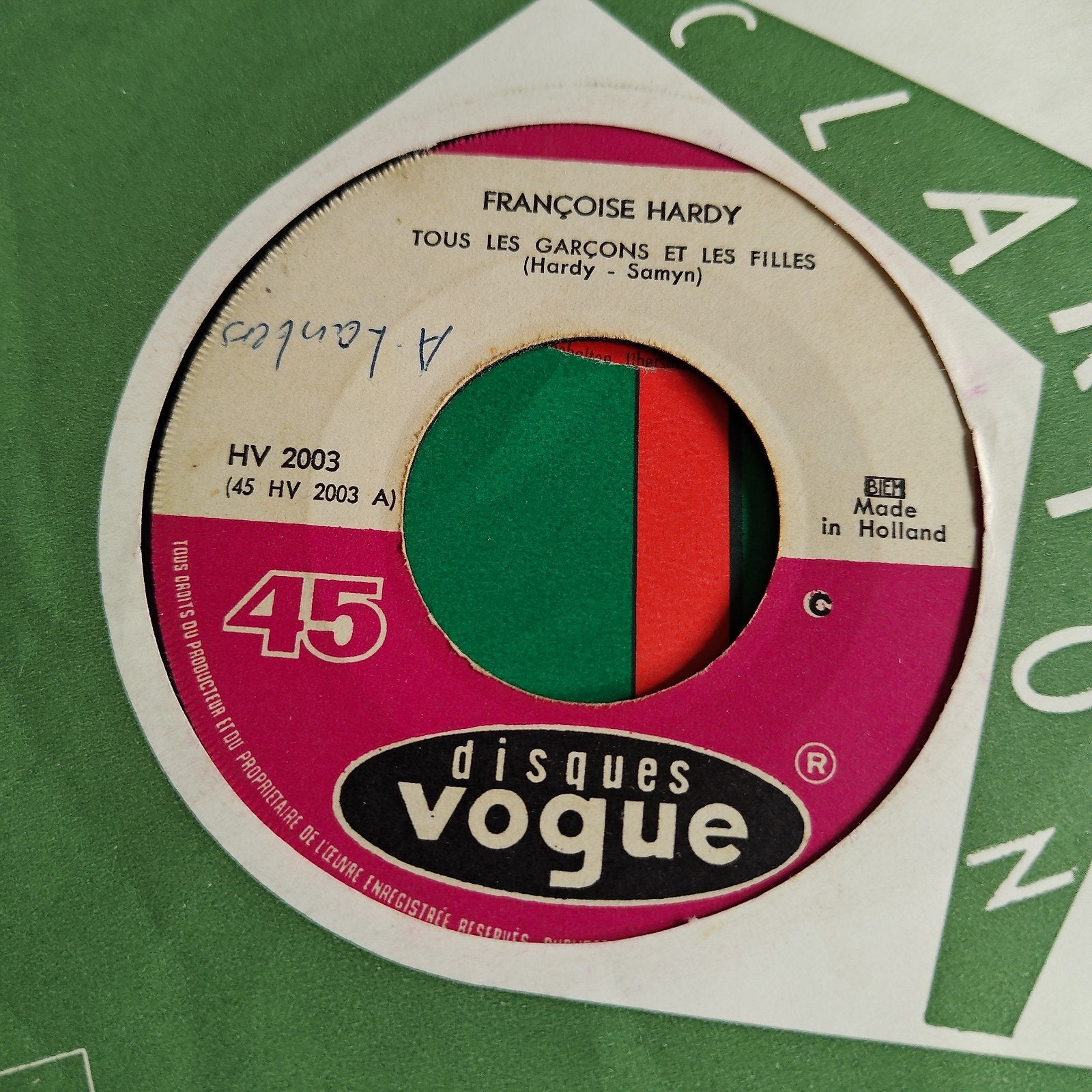Françoise Hardy - Tous Les Garçons Et Les Filles (Single), Cd's en Dvd's, Ophalen of Verzenden, Gebruikt, 7 inch