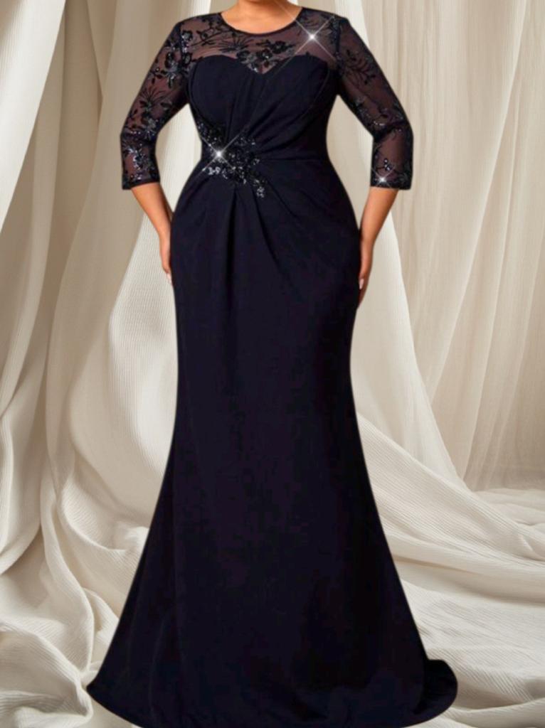 Donkerblauwe Galajurk met kant en mouwen mt 48, Kleding | Dames, Gelegenheidskleding, Galajurk, Blauw, Maat 46/48 (XL) of groter